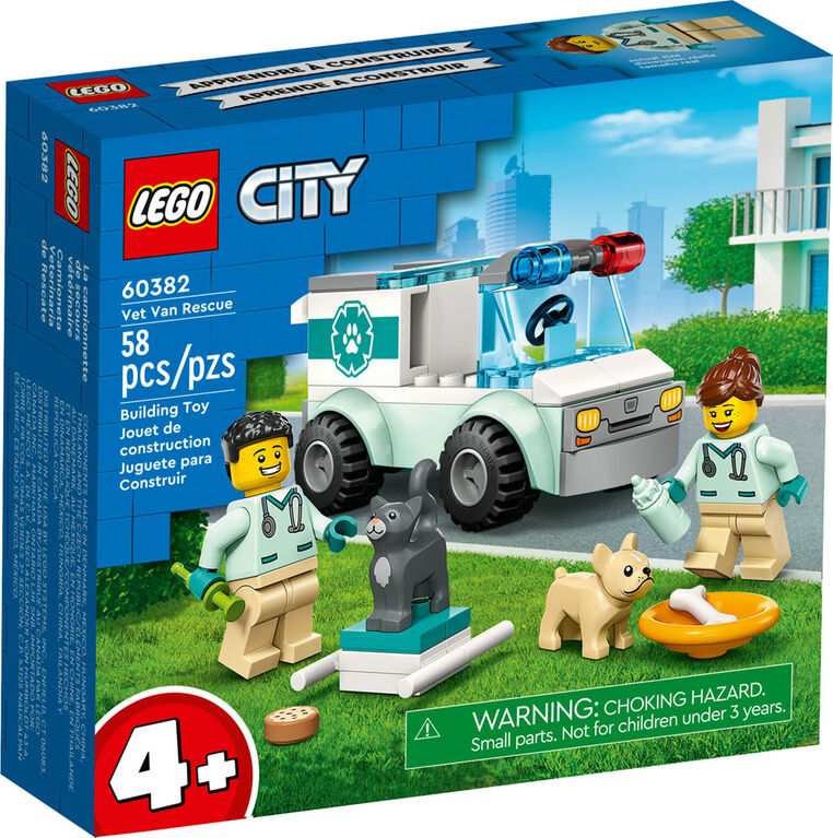 LEGO City La camionnette de secours vétérinaire 60382; Jeu de construction (58 pièces)