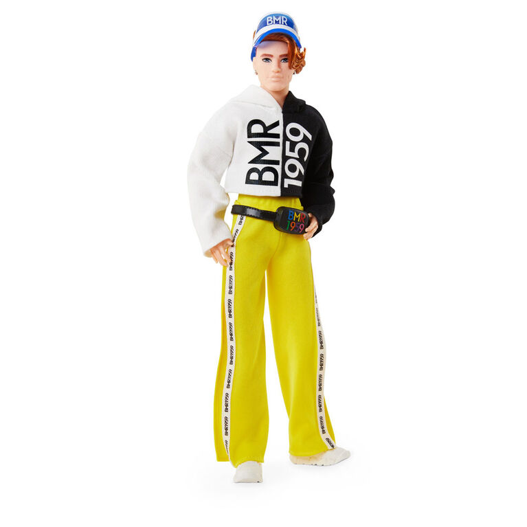 Poupée Barbie Ken BMR1959 articulée avec sweat à capuche bicolore, pantalon de jogging et visière