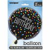 Ballon aluminium rond, 18 " - Black Rainbow Dot Birthday - Édition anglaise