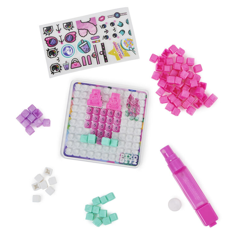 Pixobitz, Metallic Pack with 156 Exclusive No Heat Water Fuse Beads, Decos and Accessories for 3D Creations, Christmas Gifts, Arts and Crafts