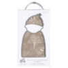 Just Born  - 2 piece Swaddle Blanket+Hat Ivory Tan Forest