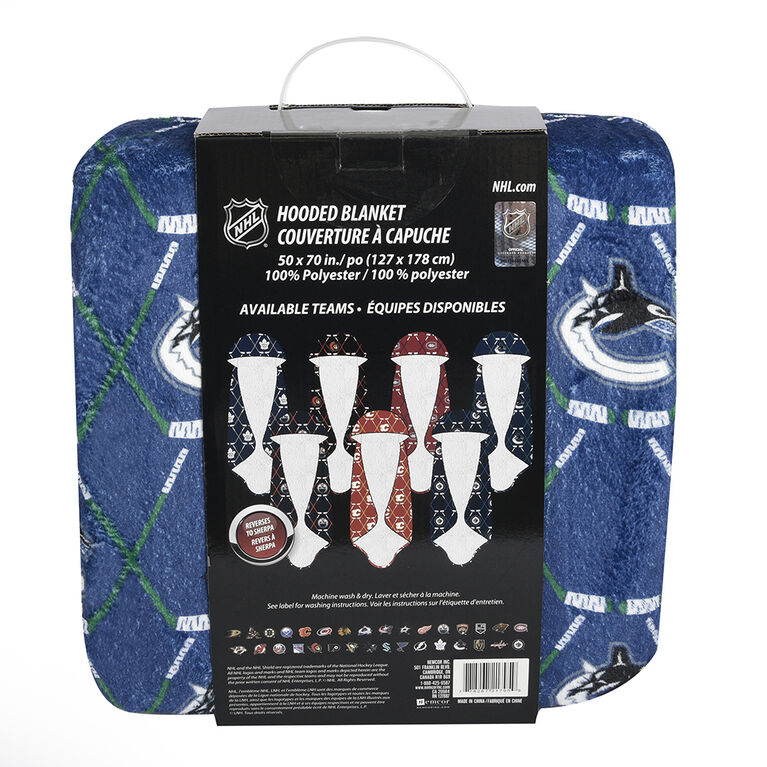 Couverture à capuchon portable des Canucks de Vancouver de la LNH