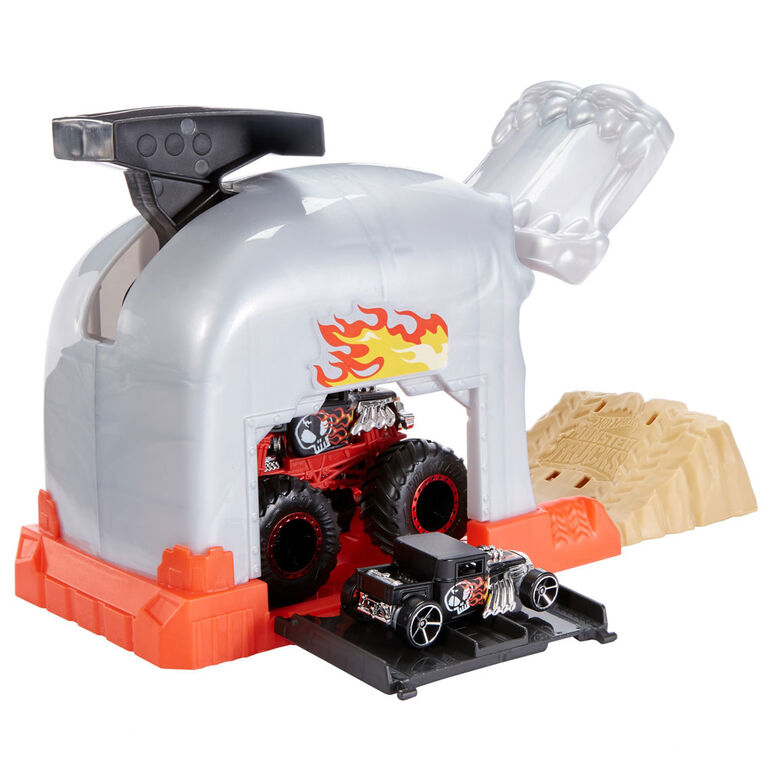 Hot Wheels - Monster Trucks - Coffret de jeu Puits et lancement - Bone Shaker