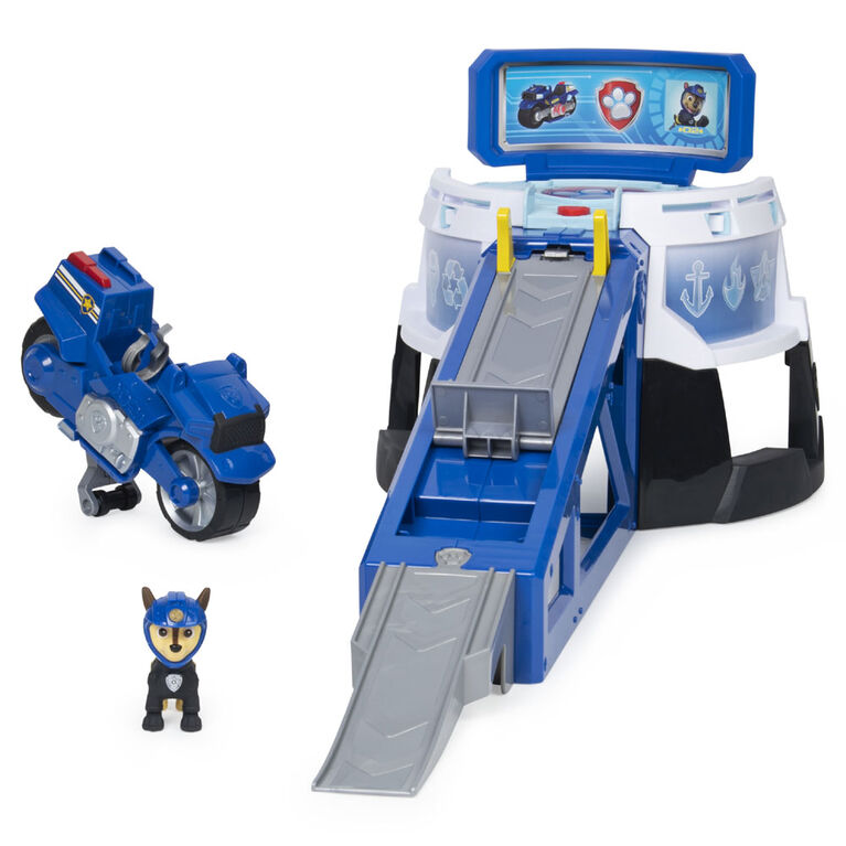 PAW Patrol, Moto Pups Moto HQ Playset with Sounds and Exclusive Chase Figure and Motorcycle Vehicle