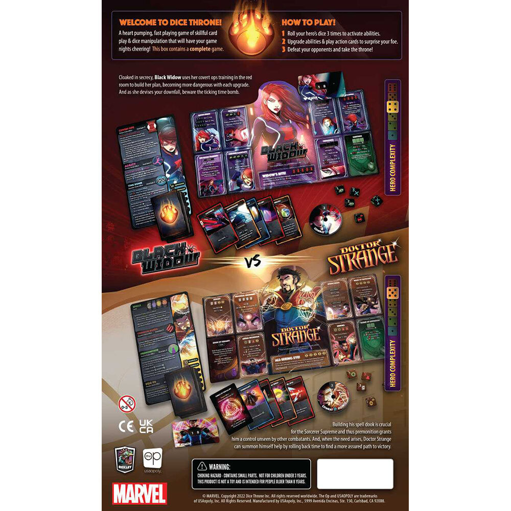 USAopoly Marvel Dice Throne 2-Hero Box (Black Widow, Doctor Strange) Board Game - English Edition