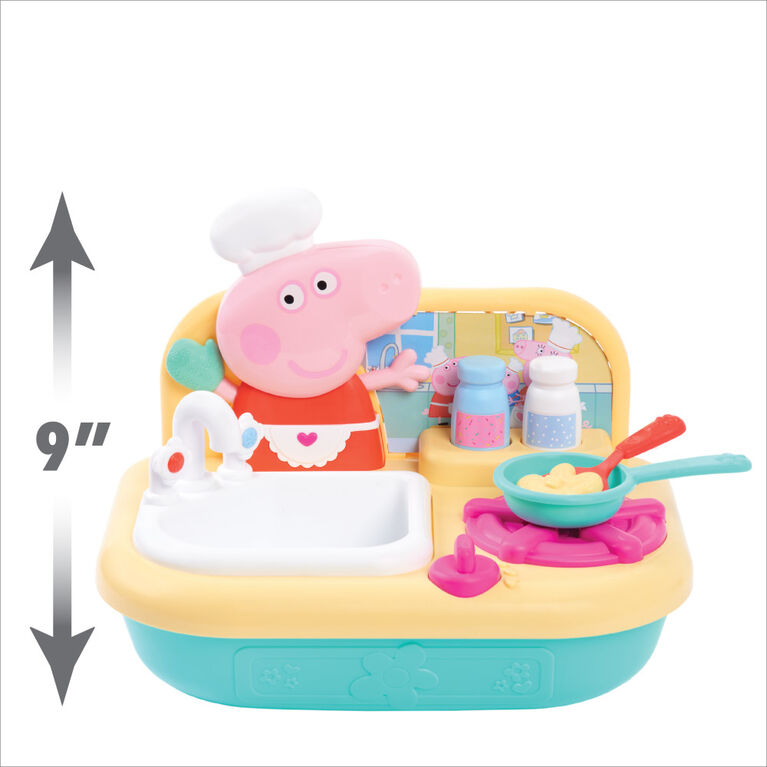 Cuisine à Plateau Divertissante de Peppa Pig avec Sons Réalistes, Inclut des Aliments, une Poêle et une Spatule pour Jouer