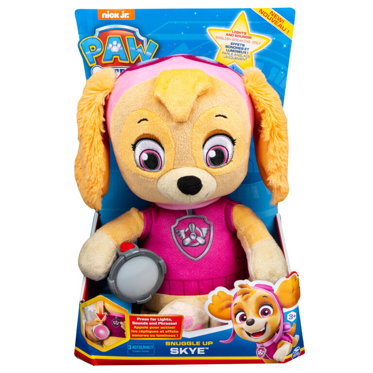 PAW Patrol, Peluche Stella à câliner avec lampe torche et effets sonores