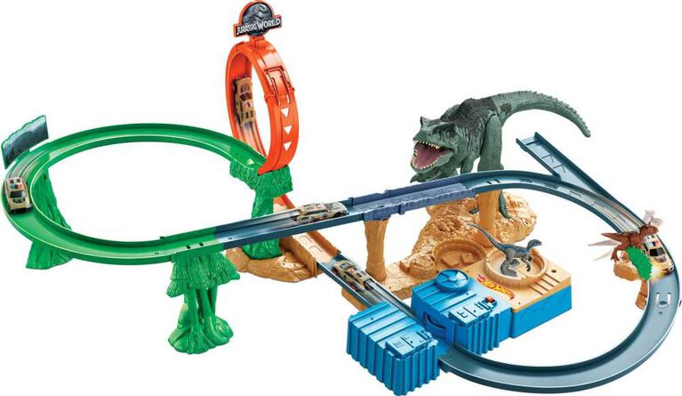 Coffret piste Confrontations et collisions Jurassic World: Dominion Hot Wheels, avec 1 véhicule Hot Wheels