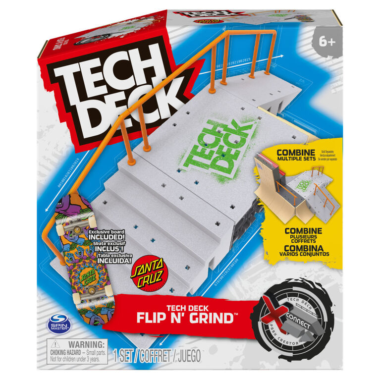 Tech Deck, Flip N' Grind X-Connect Park Creator, Coffret rampe à construire et à personnaliser avec fingerboard exclusif