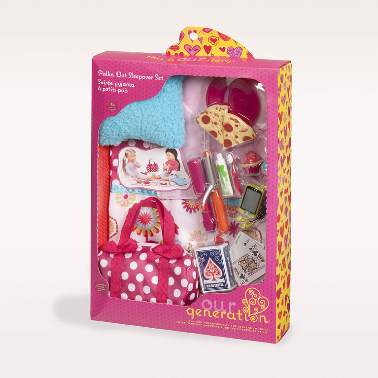 Our Generation, Polka Dot Sleepover Playset for 18-inch Dolls