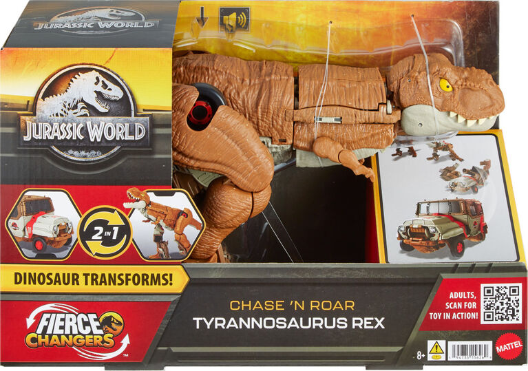 Jurassic World Transforming Toy, Tyrannosaurus T Rex Dinosaur to Truck, Chase N Roar