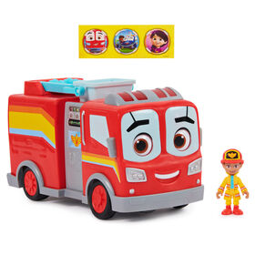 Disney Junior Firebuds, Bo and Flash Rescue Adventure Fire Truck with VROOMLINK, Lights, Sounds, Movements Kids Toys