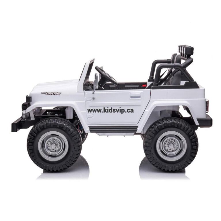 KIDSVIP Camion porteur Toyota Land Cruiser 2 places pour enfants 4X4 24V sous licence avec RC - Blanc