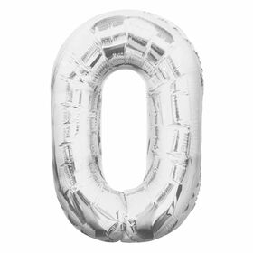 Silver Number Shaped Foil Balloon 34"