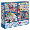 Pepsi, 500-Piece Jigsaw Puzzle Bundle of 4 Vintage Retro Wall Decor Soda Pop Cans Bottles Gift Set with Posters