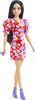 Poupée Barbie Fashionistas n°177 avec Robe Color Block à Fleurs et Manches Bouffantes