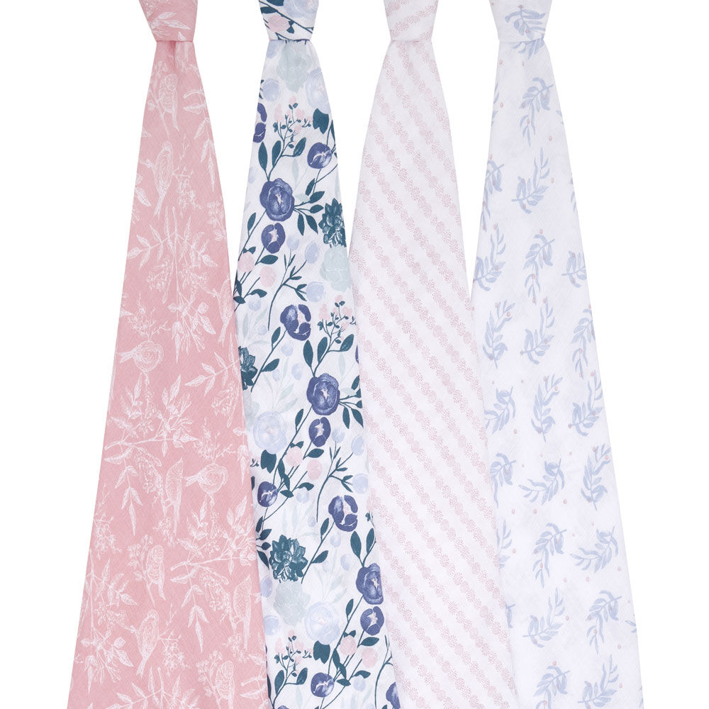 Aden + Anais Essentials 4-Pack Muslin Swaddles Flowers Bloom