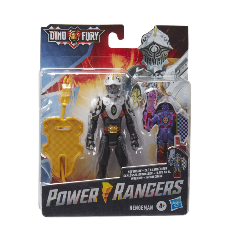 Power Rangers Dino Fury Hengeman 6-Inch Action Figure Toy with Dino Fury Key and Dino-Themed Accessory for Kids Ages 4 and Up