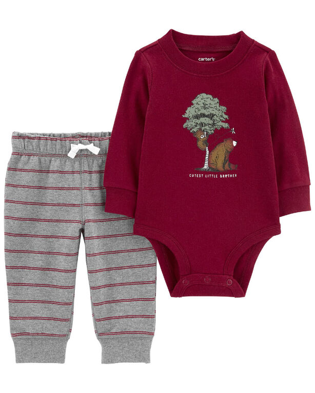 Carter's Two Piece Little Brother Bodysuit Pant Set Red Newborn