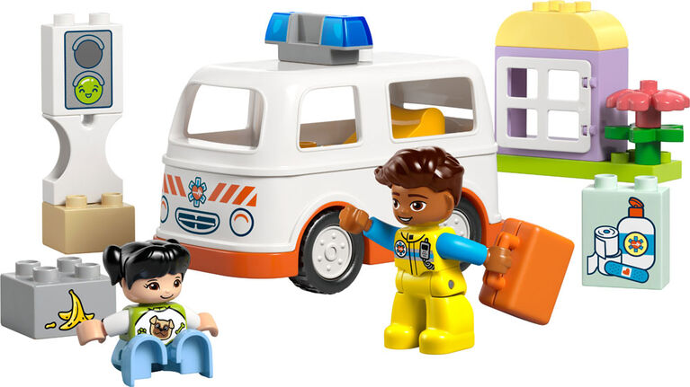 LEGO DUPLO Town Ambulance & Driver Building Toy Playset - Preschool Learning and Educational Toy - 10447