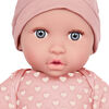 Babi Poupée - Yeux bleu-gris et chapeau rose Poupée nouveau-née de 36 cm avec pyjama rose