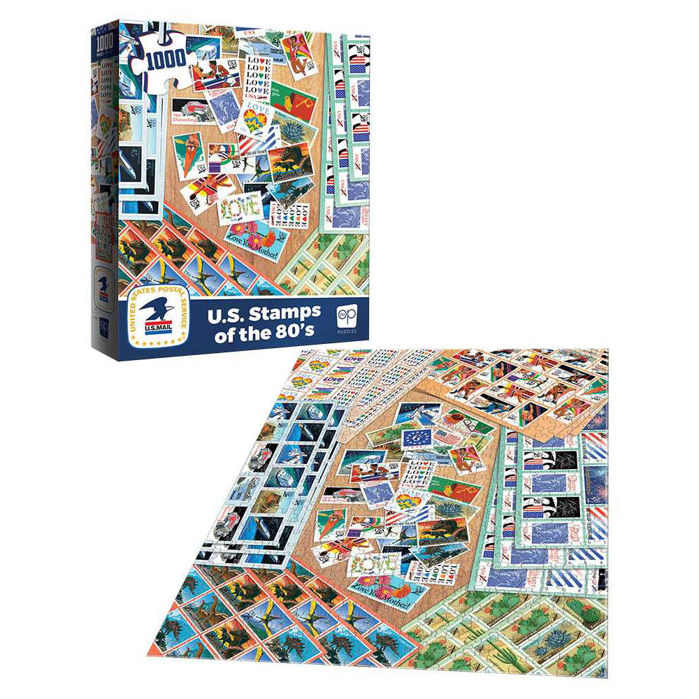 USAopoly USPS "U.S. Stamps of the 80's" 1000 Piece Puzzle - English Edition