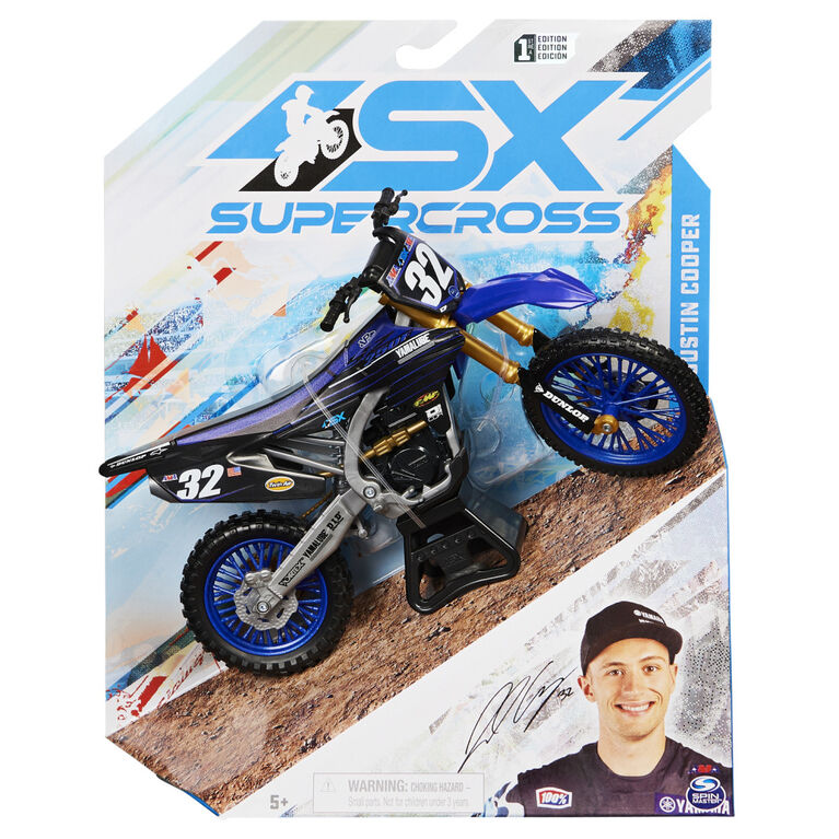 Supercross, Authentic Justin Cooper 1:10 Scale Collector Die-Cast Toy Motorcycle Replica with Display Stand