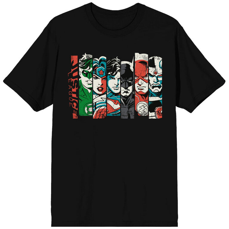 DC Comics Justice League Characters Black T-Shirt -Medium