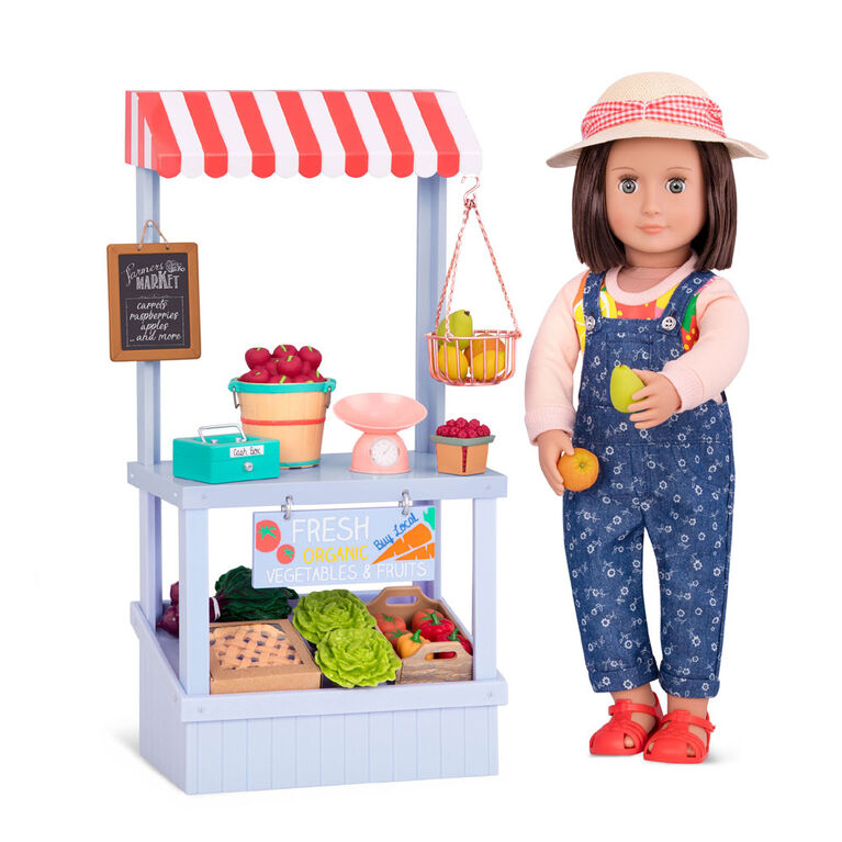 Our Generation, Farmer's Market Set, Play Food Stand for 18-inch Dolls