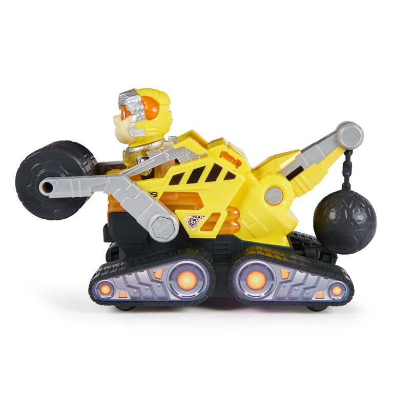 PAW Patrol: The Mighty Movie, Construction Toy Truck with Rubble Mighty Pups Action Figure, Lights and Sounds