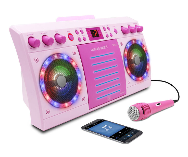 iKARAOKE Bluetooth CD+G Karaoke System, Pink