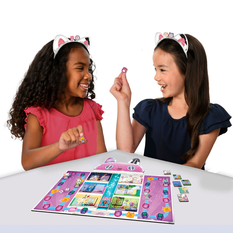 Gabby's Dollhouse, Meow-mazing Board Game Based on the DreamWorks Netflix Show with 4 Kitty Headbands