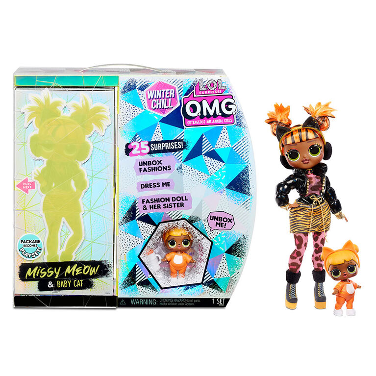 L.O.L. Surprise! O.M.G. Winter Chill Missy Meow Fashion Doll & Baby Cat Doll with 25 Surprises