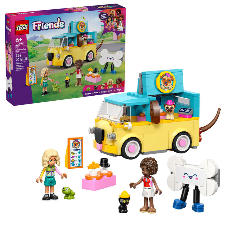 LEGO Friends La Camionnette d'Accessoires pour Animaux avec 2 MInipoup&eacute;es, ainsi qu'un Chaton, un Chien et une Grenouille - 42678