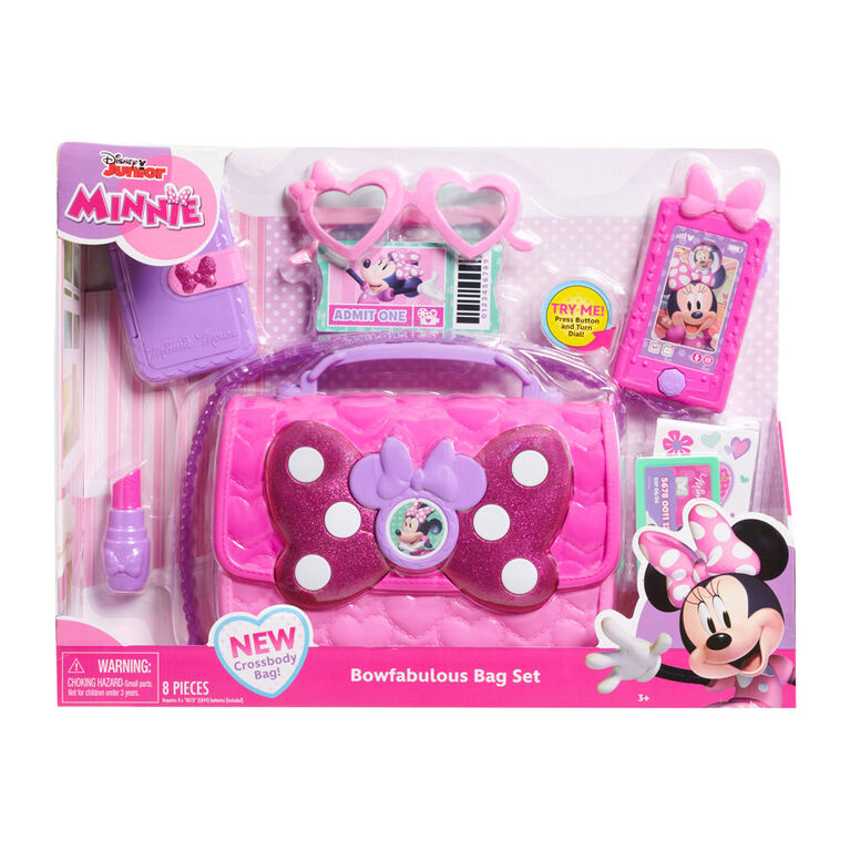 Disney Junior Minnie Mouse Bowfabulous Bag Set, 9-pieces, Dress Up and Pretend Play