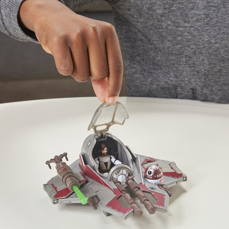 Star Wars Mission Fleet Stellar Class Obi-Wan Kenobi Jedi Starfighter 2.5-Inch-Scale Figure and Vehicle