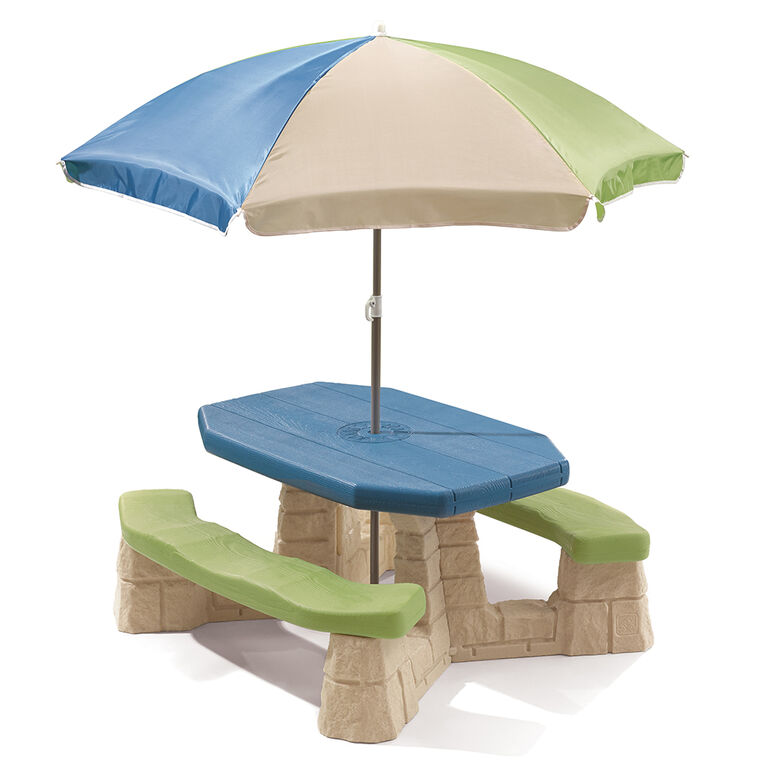 Step2 Naturally Playful Picnic Table with Umbrella - Blue