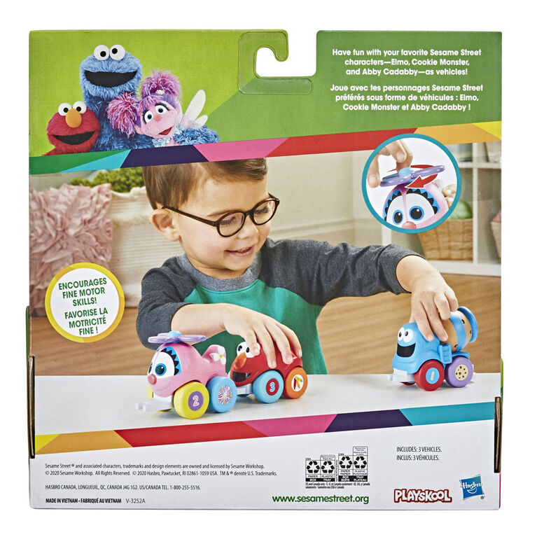 Sesame Street Tow and Go Friends Toy, 3 Linking Vehicles Featuring Elmo, Cookie Monster and Abby Cadabby - R Exclusive
