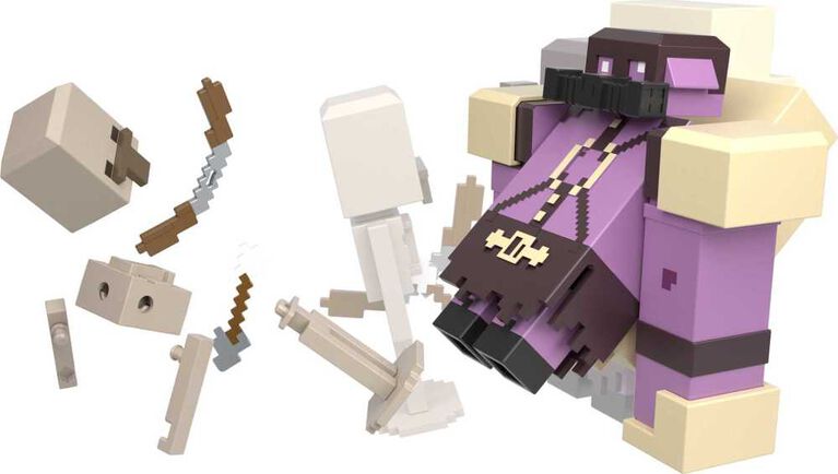 Minecraft Legends Coffret de 2 Figurines Pigmadillo v. Skeleton figurines articulées avec chacune une fonction d'attaque et un accessoire
