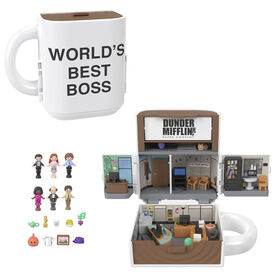 Polly Pocket x The Office Compact Playset 6 Character Dolls and 9 Accessories, Collectible Partnership Toy