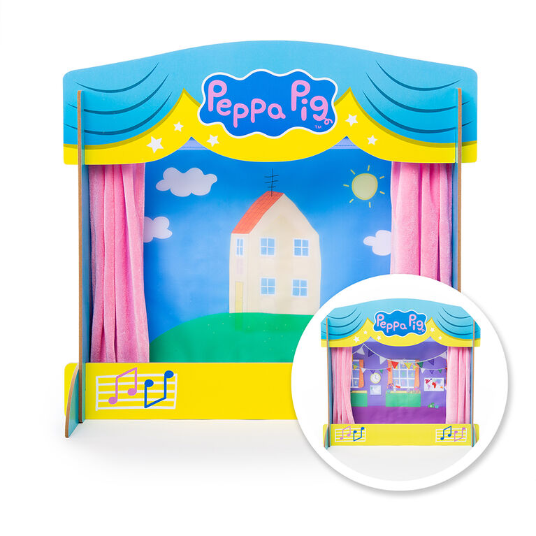 Peppa Pig - Wooden Jumbo Puppet Theatre with 2 Puppets