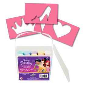 Princess Sidewalk Chalk Bucket with Stencils (15 pieces)