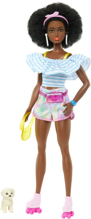 Barbie Doll with Roller Skates, Fashion Accessories and Pet Puppy ...