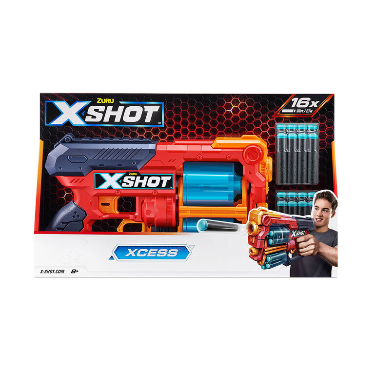 Ensemble combo de lance-fléchettes X-Shot Excel Xcess (16 fléchettes en mousse) par ZURU