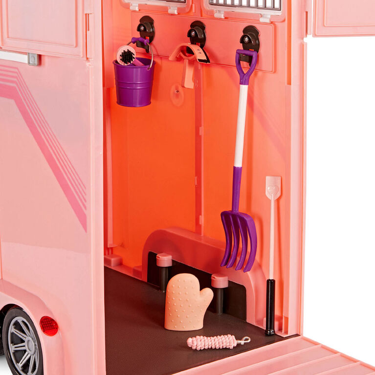 Our Generation Mane to Travel Horse Trailer Set Pink Horse Trailer Playset for 18-inch Dolls