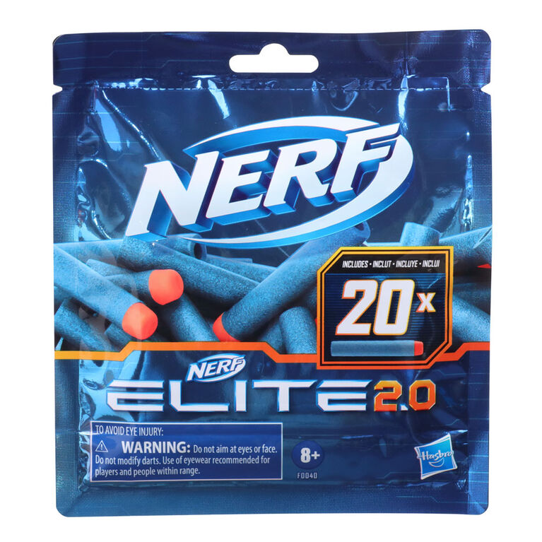 Nerf Elite 2.0 20-Dart Refill Pack -- 20 Official Nerf Foam Darts For Nerf Elite 2.0 Blasters