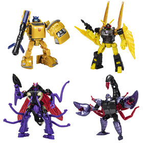 Transformers Toys Buzzworthy Bumblebee Autobot Goldbug, Ransack, Skywasp, and Predacon Scorponok Creatures Collide Multipack - R Exclusive