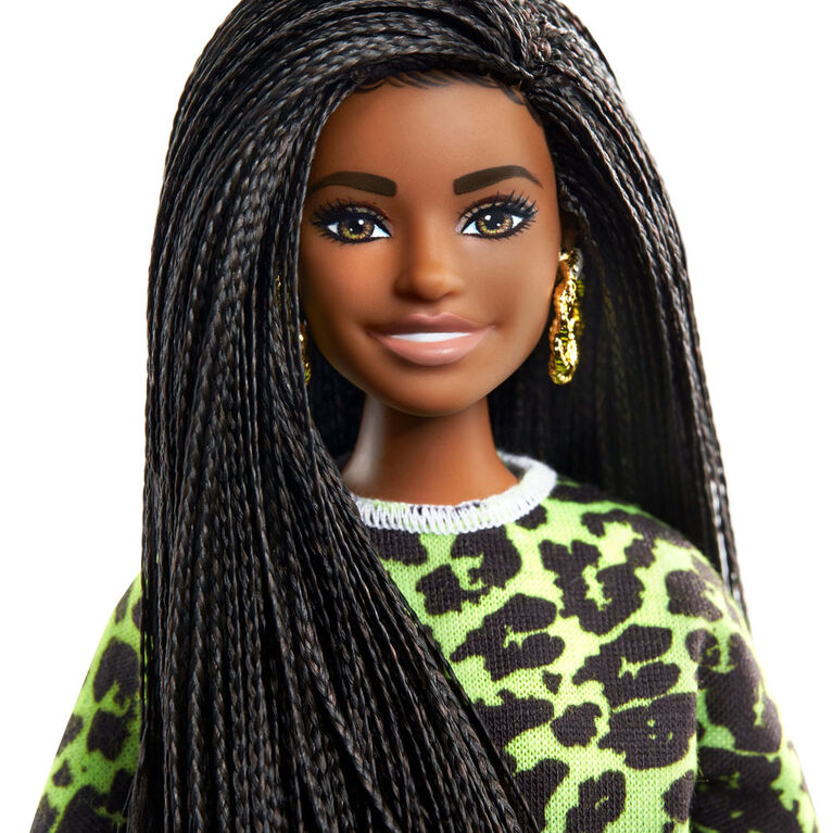 Barbie - Fashionistas Léopard Fluo avec Longues Tresses et Tenue Fluo
