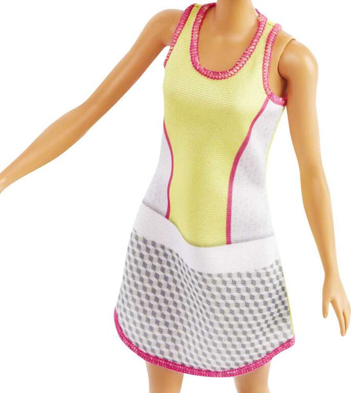 Barbie Blonde Tennis Player Doll with Chic Tennis Outfit, Racket and Ball