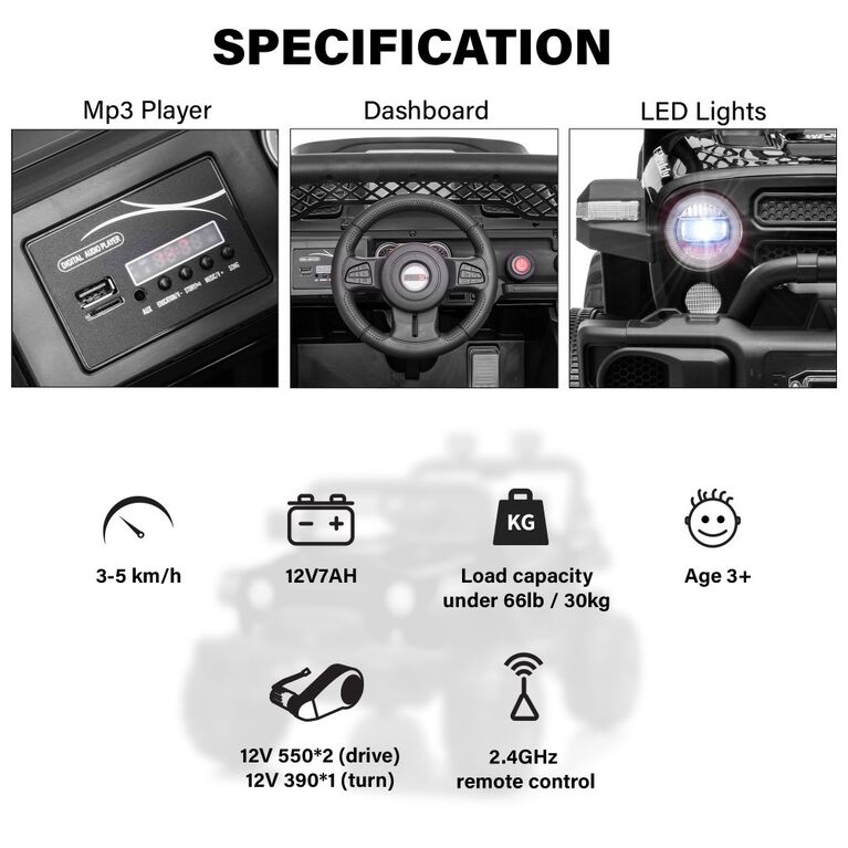Voltz Toys Jeep with Remote, Black